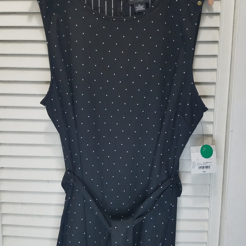 Liz Claiborne  polka dot  belted blouse